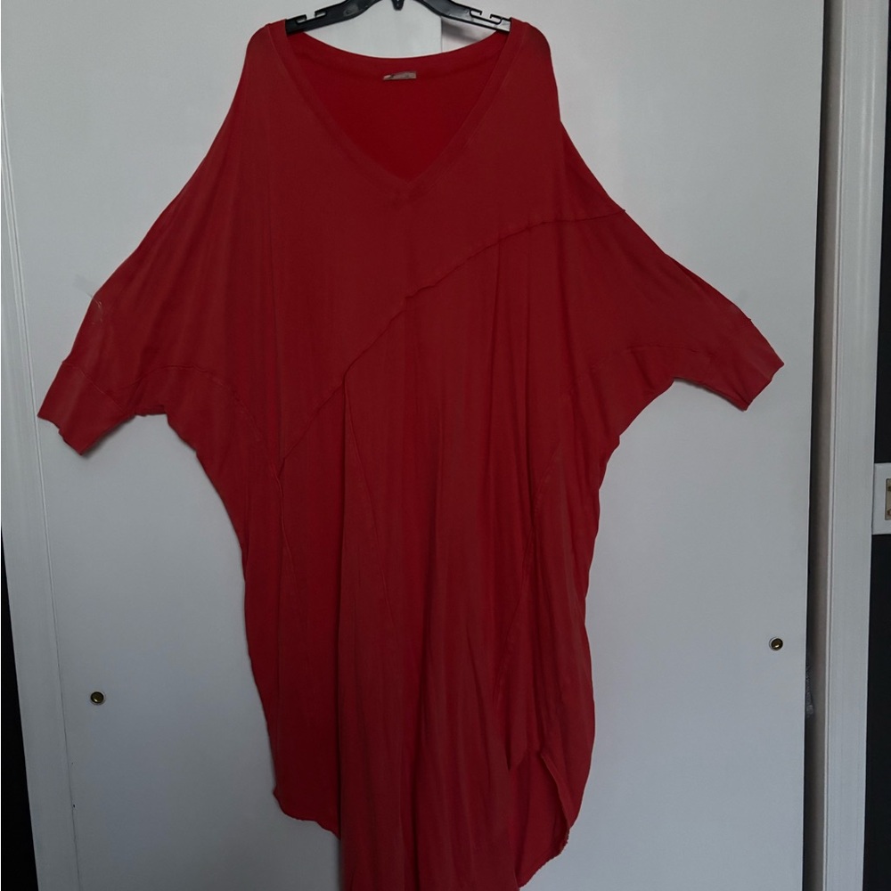 Free People Vibrant Red Tunic Top